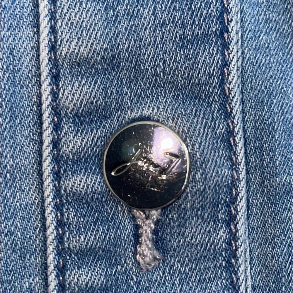 JEN7 by 7 For All Mankind Denim Shirt Dress | Large | Snap Front | Stretch Jean - Picture 5 of 11
